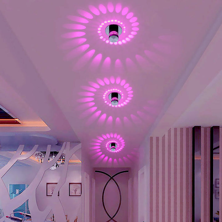 Unisex spiral LED light for wall or ceiling. Sleek design provides an ambient glow, energy-saving for home.