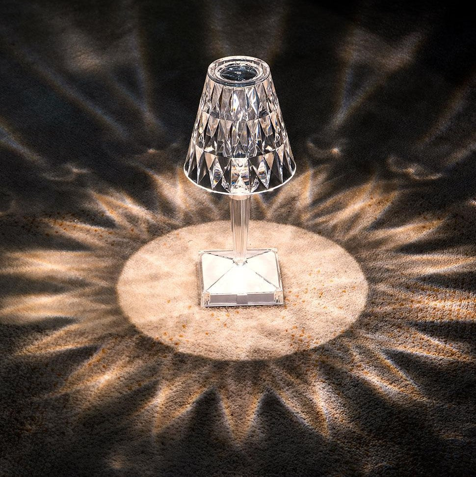 Sparkling crystal lamp, touch dimming, rechargeable, ideal for creating cozy home decor.
