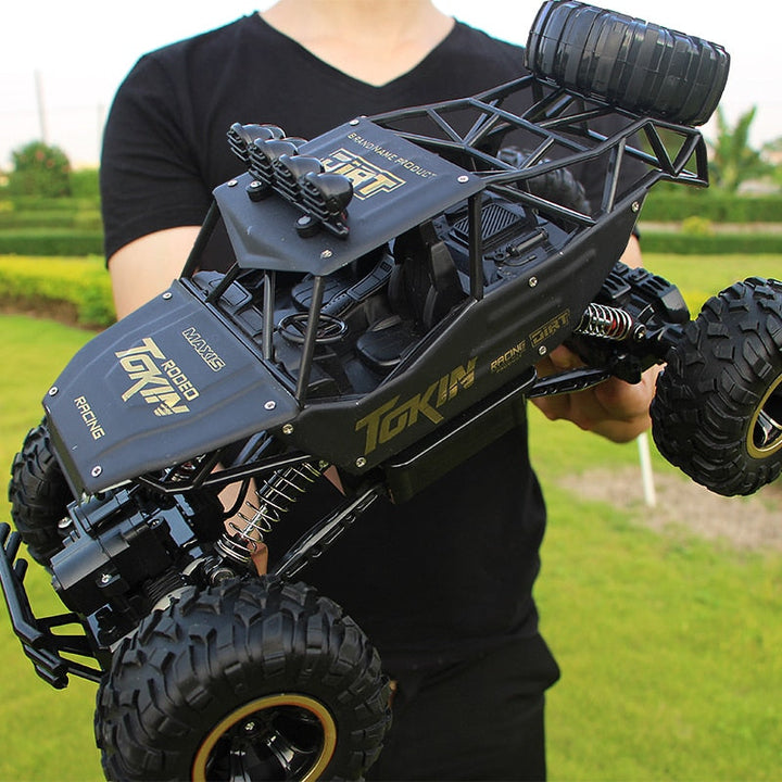 Durable 4WD RC car, perfect for rough kids' play & adventure. All-terrain remote control toy.