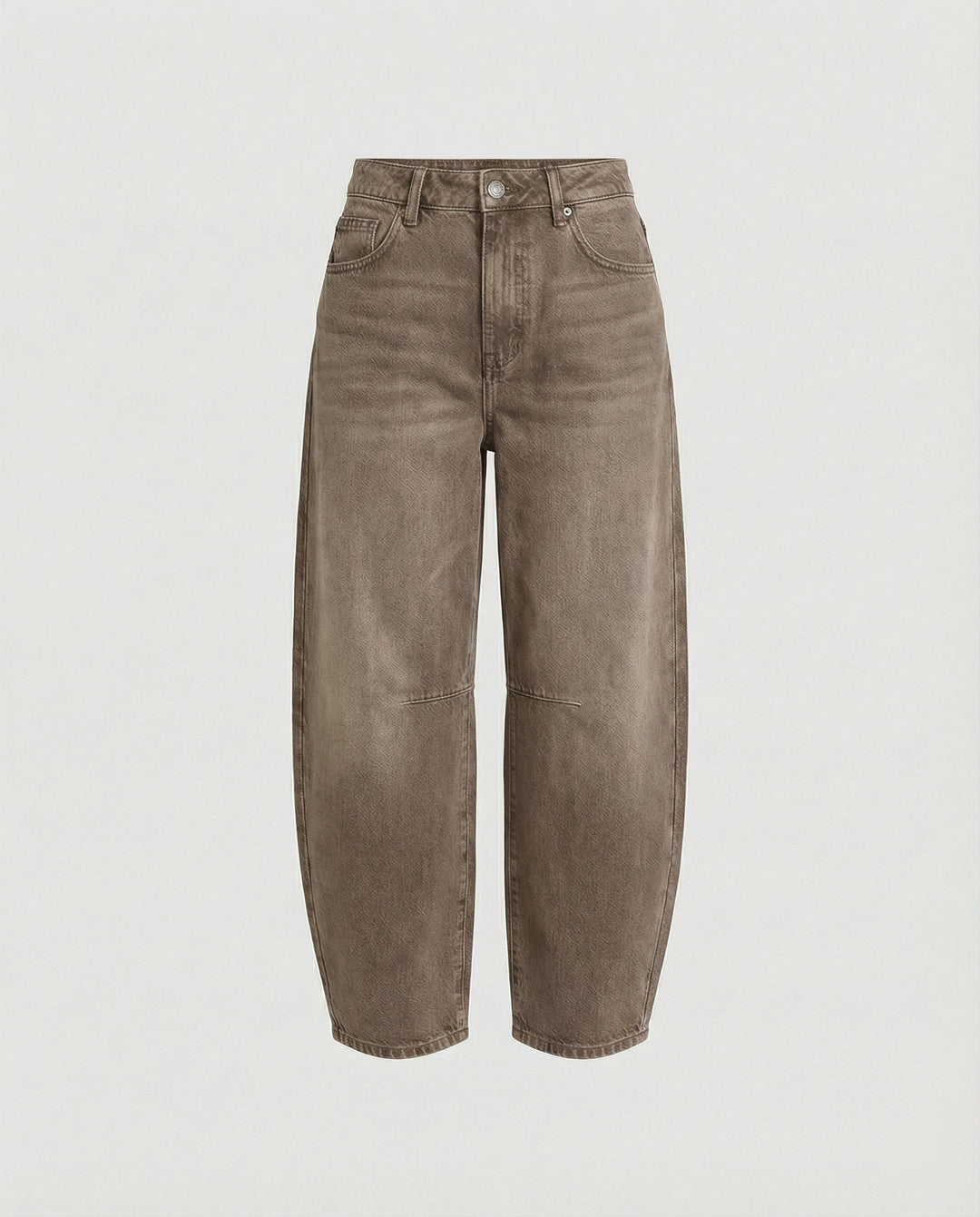 Comfortable women's mid-rise barrel jeans, relaxed fit denim for effortless everyday fashion.