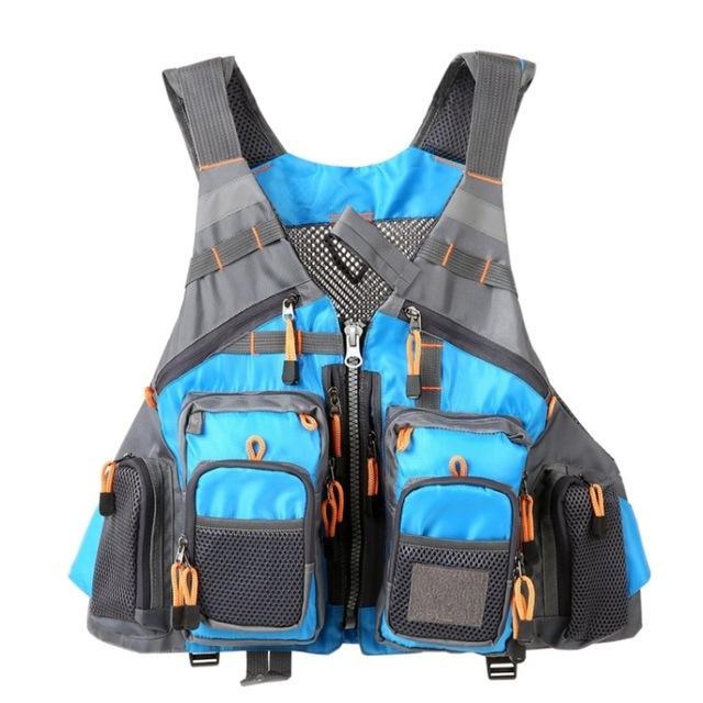 Angler's professional fishing safety vest. Adjustable multi-pocket design, reflective for kayaking & boating safety.