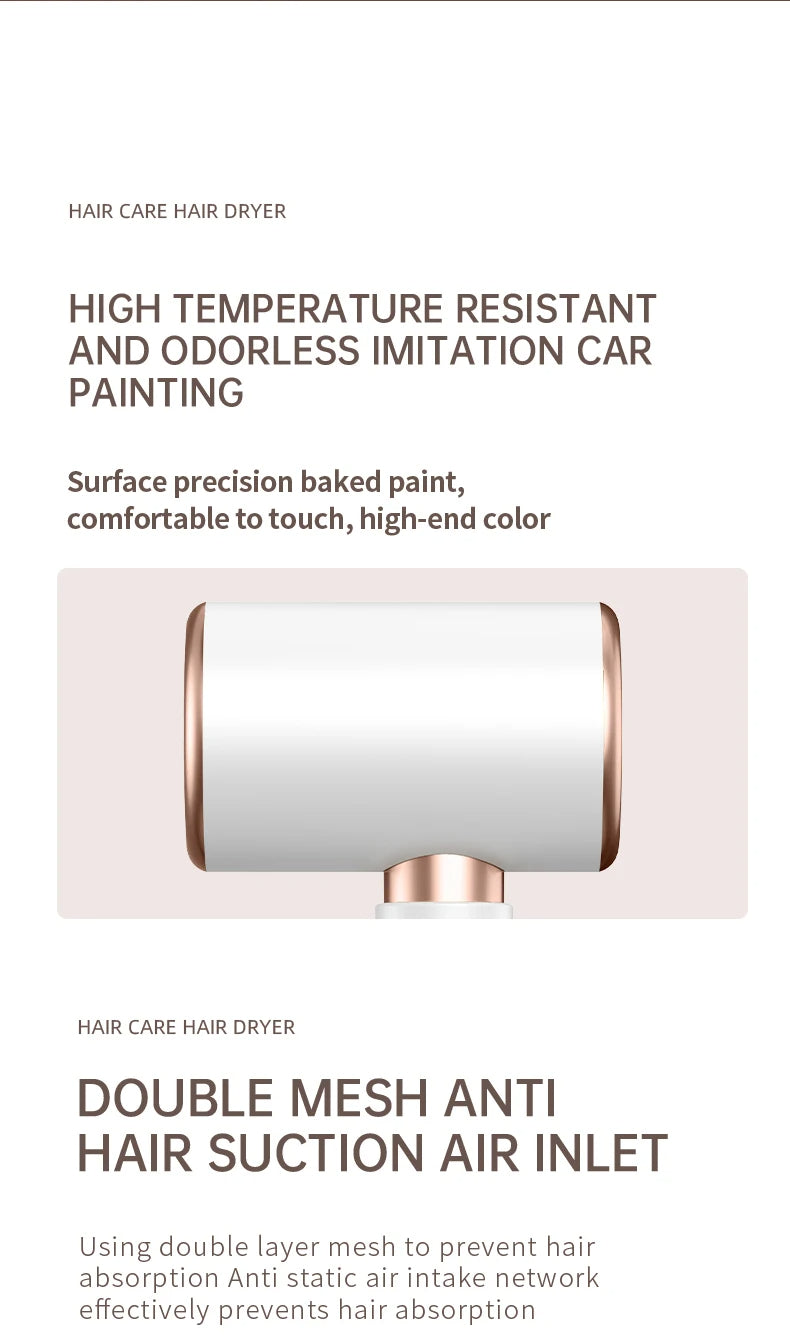 Professional 2400W ionic hair dryer for salon results, rapid drying & enhanced hair shine.