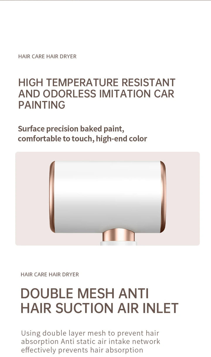 Professional 2400W ionic hair dryer for salon results, rapid drying & enhanced hair shine.
