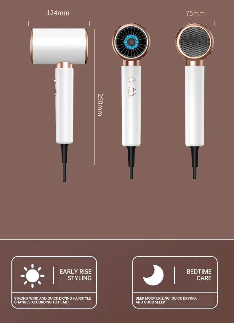 Unisex powerful 2400W hair dryer with cold/warm air for versatile professional styling.