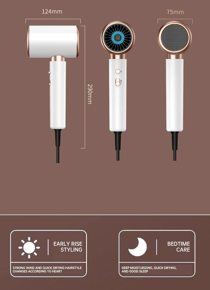 Unisex powerful 2400W hair dryer with cold/warm air for versatile professional styling.