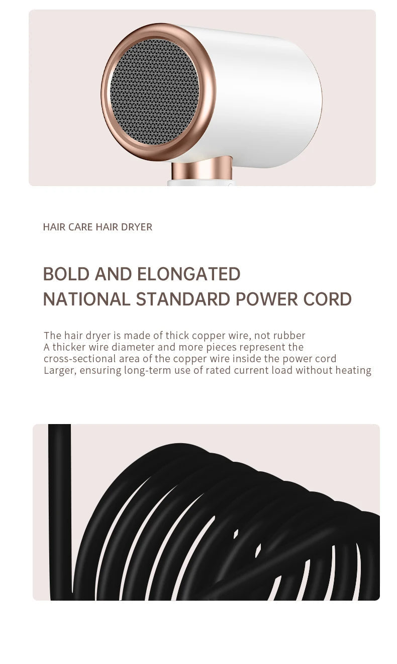 Professional ionic hair dryer, 2400W, ensures quick drying & smooth, healthy-looking hair.