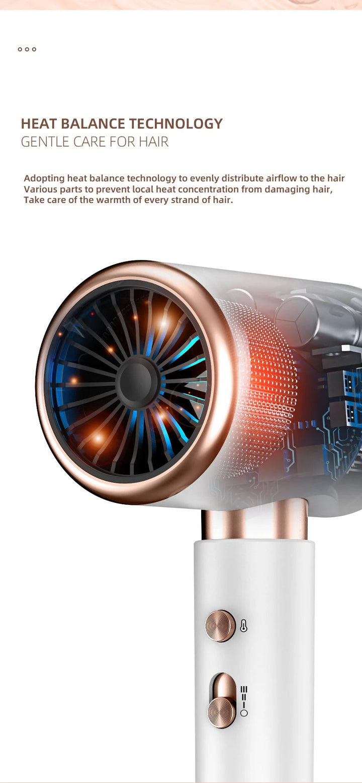 Fast-drying 2400W professional hair dryer, ionic tech for salon-grade frizz control.