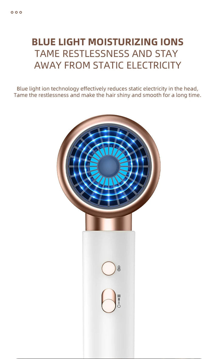 Professional ionic hair dryer, 2400W, for fast drying, sleek styles, & reduced frizz.