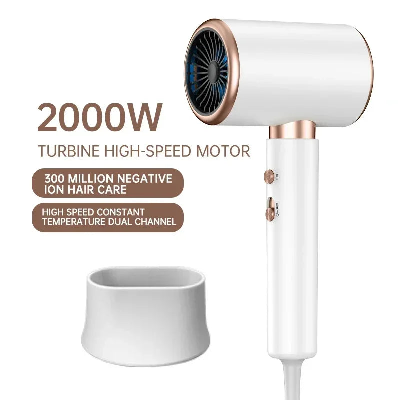 Unisex 2400W hair dryer, advanced ionic tech for rapid drying & superior frizz control.