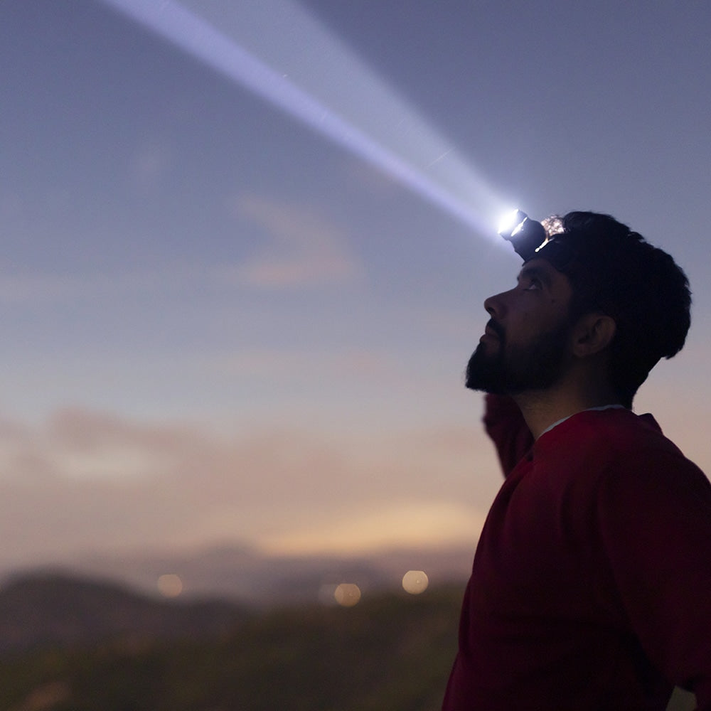 Durable 5000 Lumen LED headlamp for ultimate outdoor performance, rechargeable & bright for any adventure.