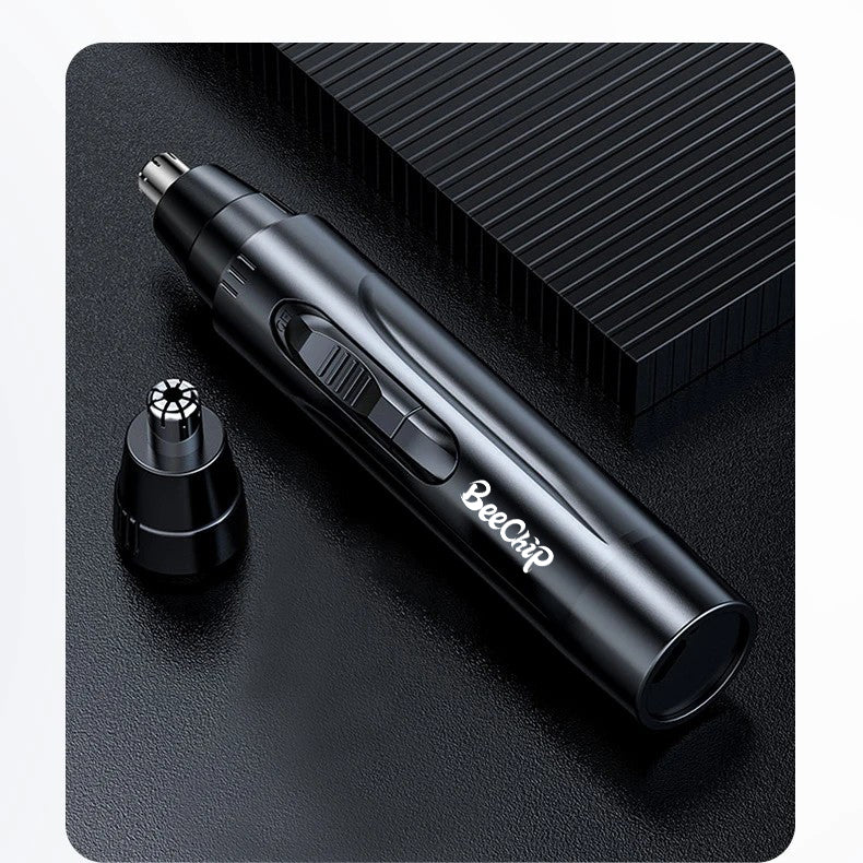 Cordless rechargeable nose & ear hair trimmer for effortless, painless personal grooming & hygiene.