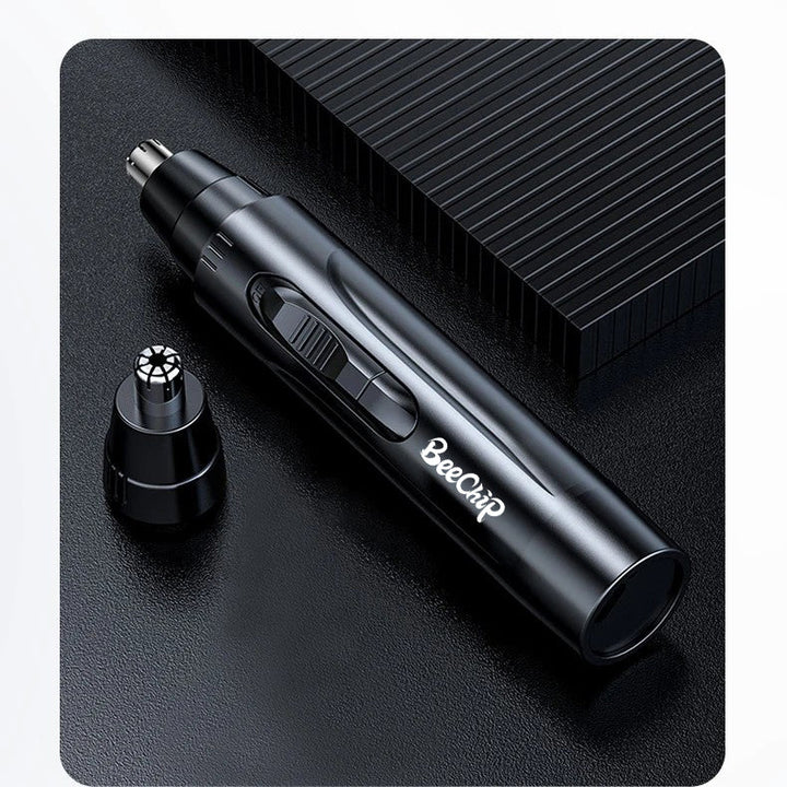 Cordless rechargeable nose & ear hair trimmer for effortless, painless personal grooming & hygiene.