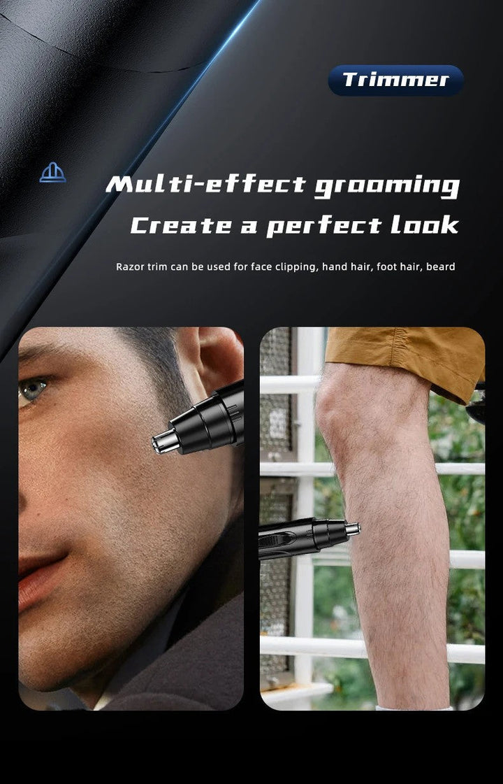 Painless electric nose & ear hair trimmer for men & women. Rechargeable for convenient grooming.