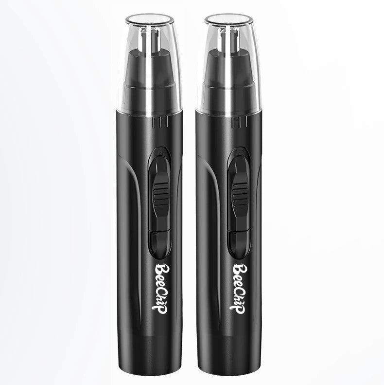 Dual-purpose rechargeable nose & ear hair trimmer. Painless electric grooming essential for all.