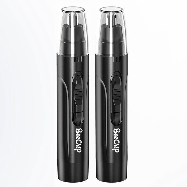 Dual-purpose rechargeable nose & ear hair trimmer. Painless electric grooming essential for all.