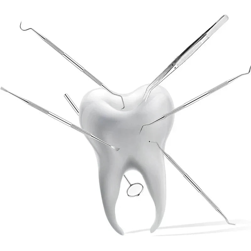 Professional stainless steel dental explorer & tartar scraper for complete oral hygiene.