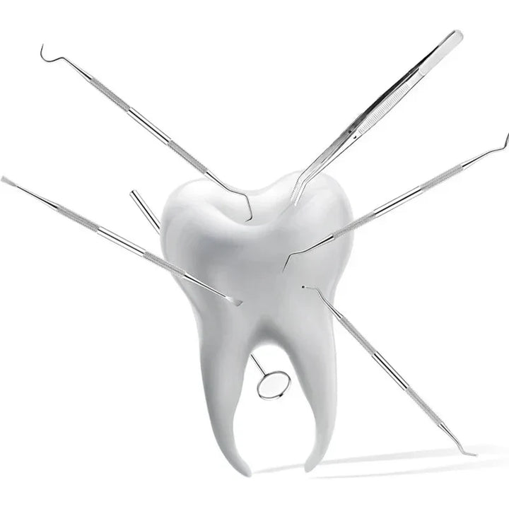 Professional stainless steel dental explorer & tartar scraper for complete oral hygiene.