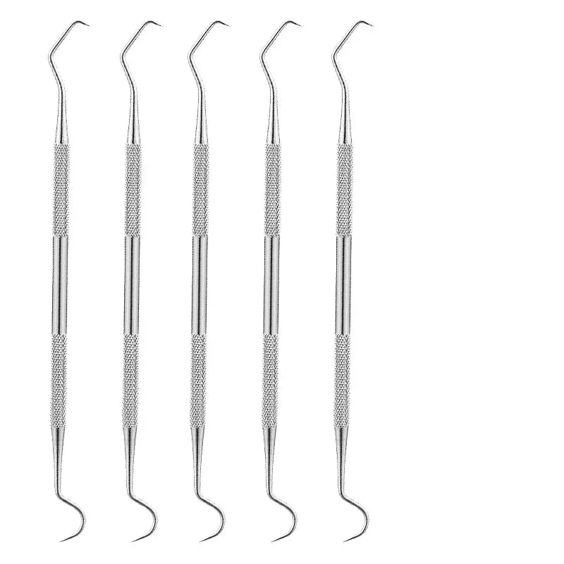 Ergonomic tartar scraper and plaque remover for precise personal dental hygiene.