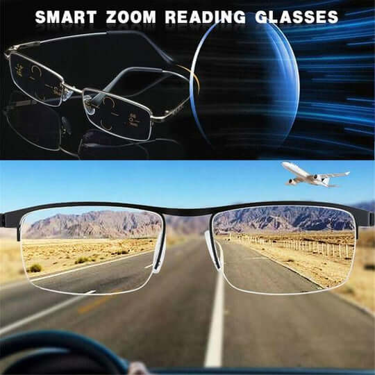 Ergonomic unisex progressive multi-focus reading glasses ensuring eye comfort & reduced strain.