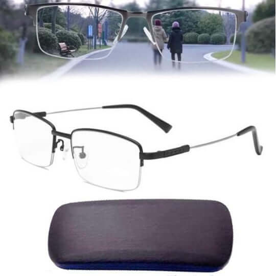 Sleek unisex progressive multi-focus reading glasses, perfect for men & women, enhancing vision.