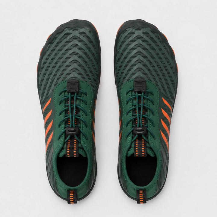 Women's active lifestyle barefoot shoes, wide toe, zero drop, and quick lace.