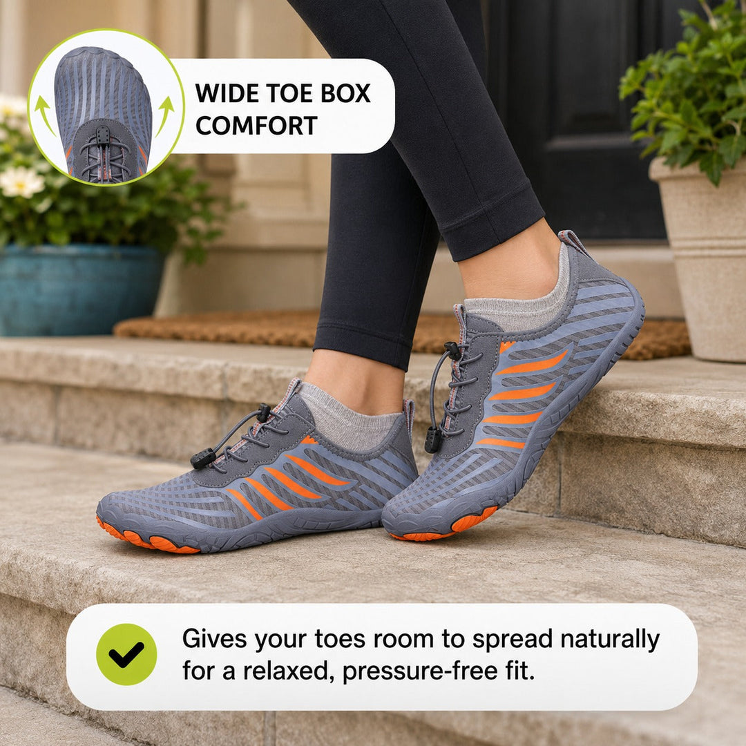 Athletic women's barefoot shoes, zero drop, and flexible sole for an active lifestyle.