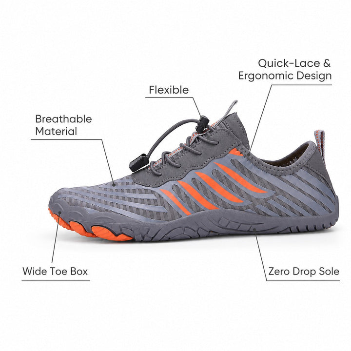 Premium women's walking shoes, zero drop, flexible sole for natural foot comfort.