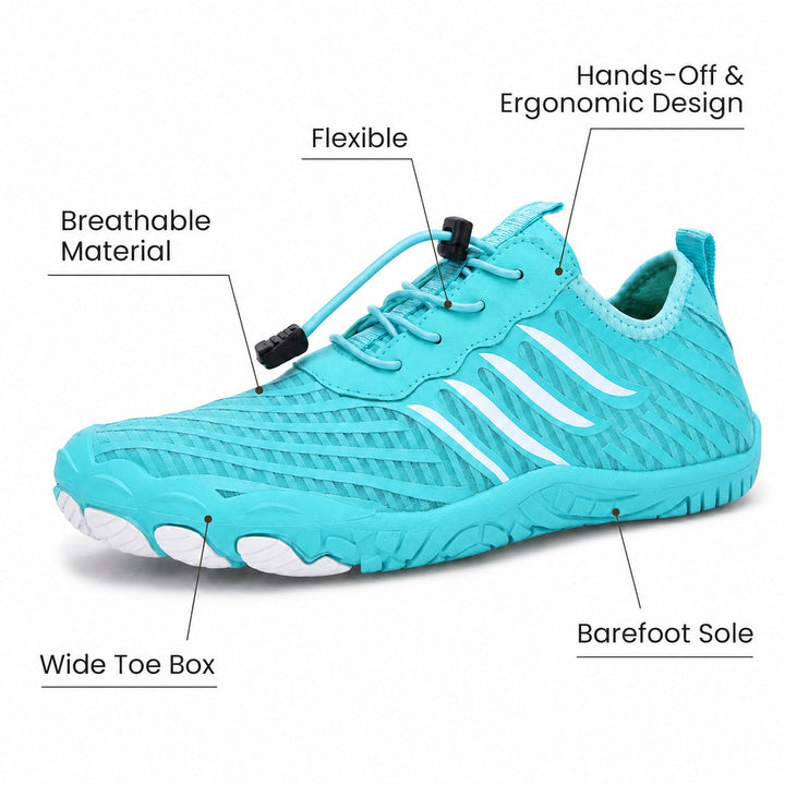 Premium casual women's shoes, barefoot design, flexible sole, wide toe for comfort.
