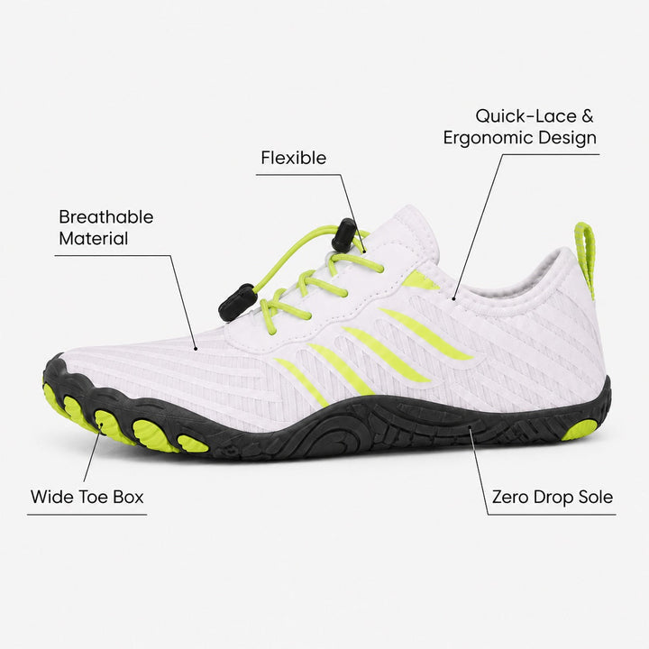 Women's zero drop walking shoes, flexible sole for natural comfort and foot health.