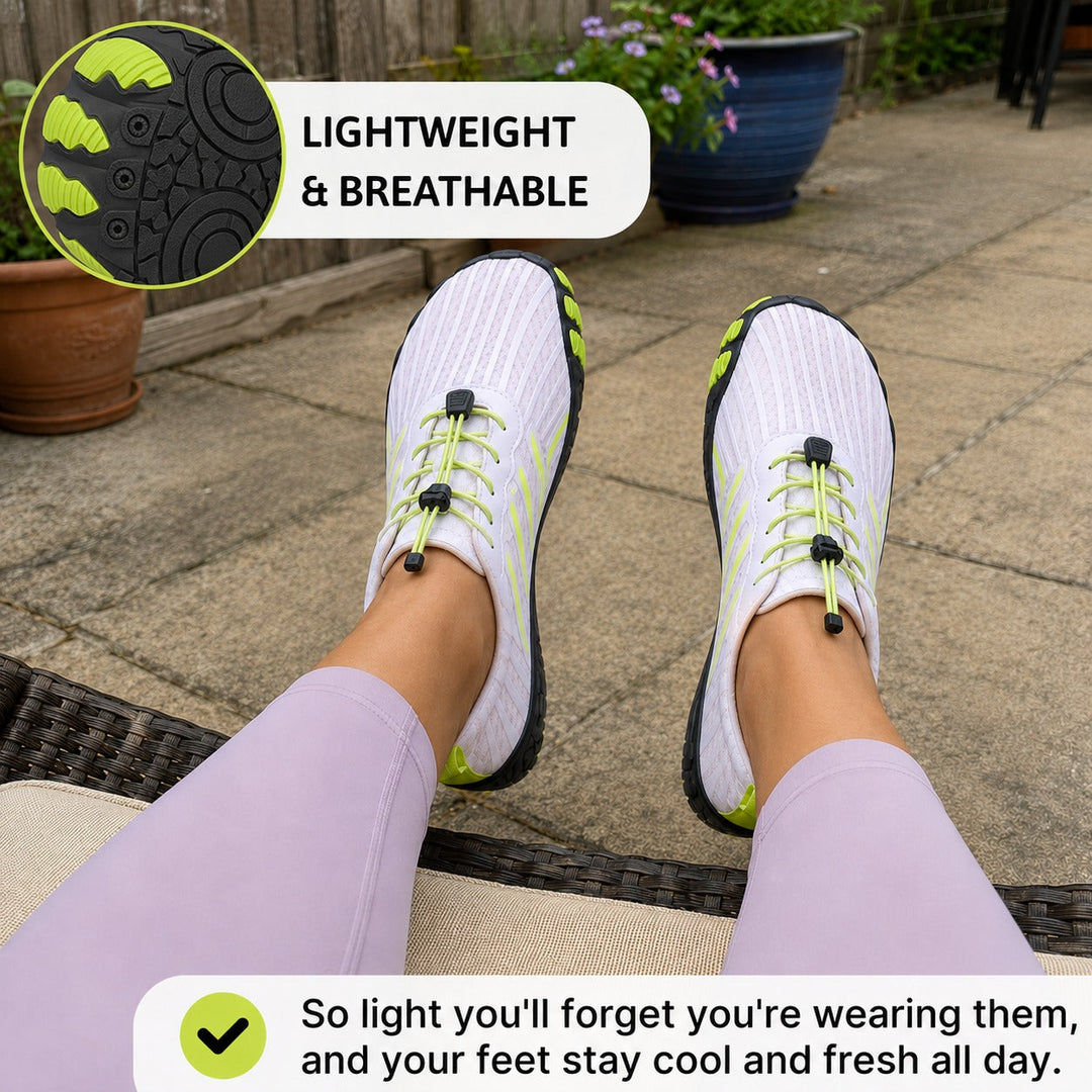 Athletic women's shoes with flexible sole, zero drop, and barefoot feel for superior comfort.