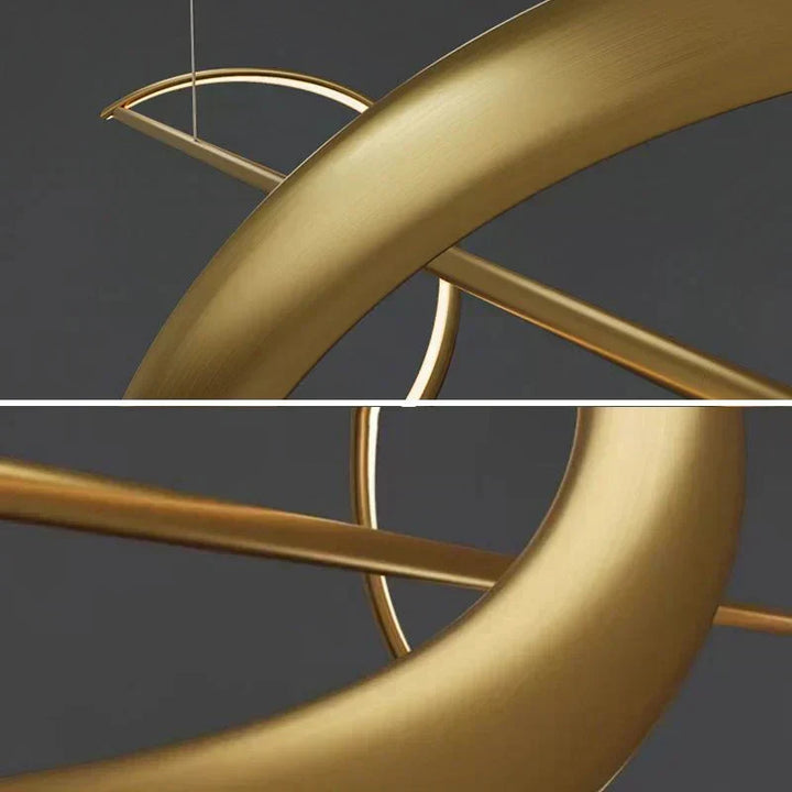 Designer wavy LED pendant, energy efficient light for contemporary kitchen & dining.