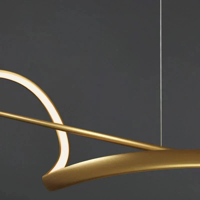 Stunning wavy LED pendant lamp, modern aesthetic for kitchen island & dining room.