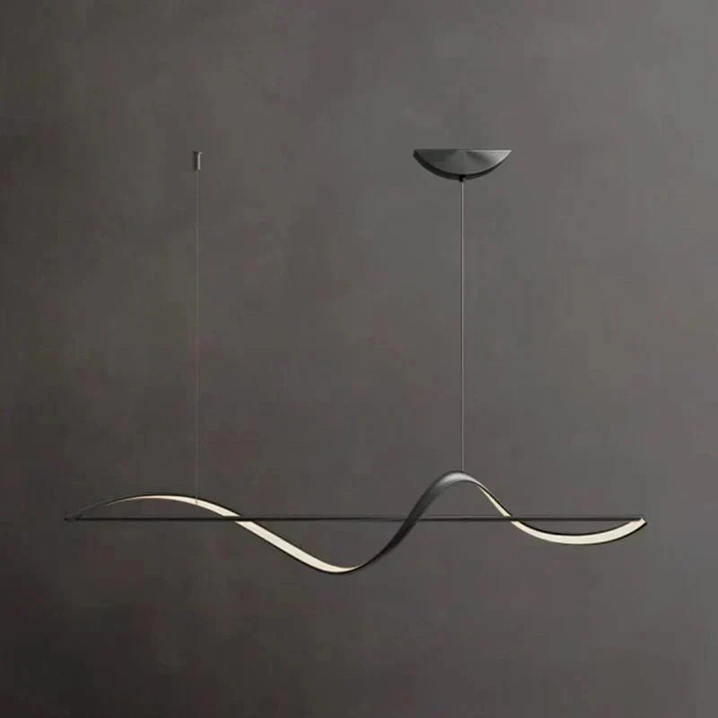 Innovative wavy LED light fixture, modern design for kitchen & dining ceiling.