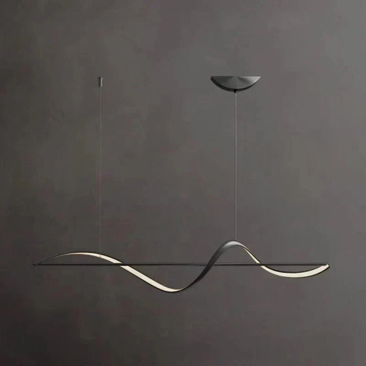 Innovative wavy LED light fixture, modern design for kitchen & dining ceiling.
