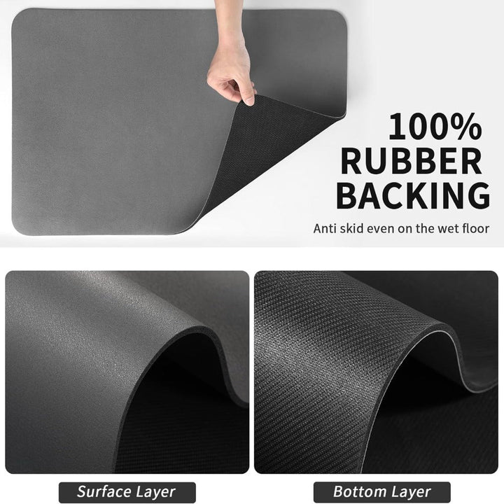 Essential home goods kitchen quick dry dish mat. Super absorbent and efficient for drying dishes on countertops.