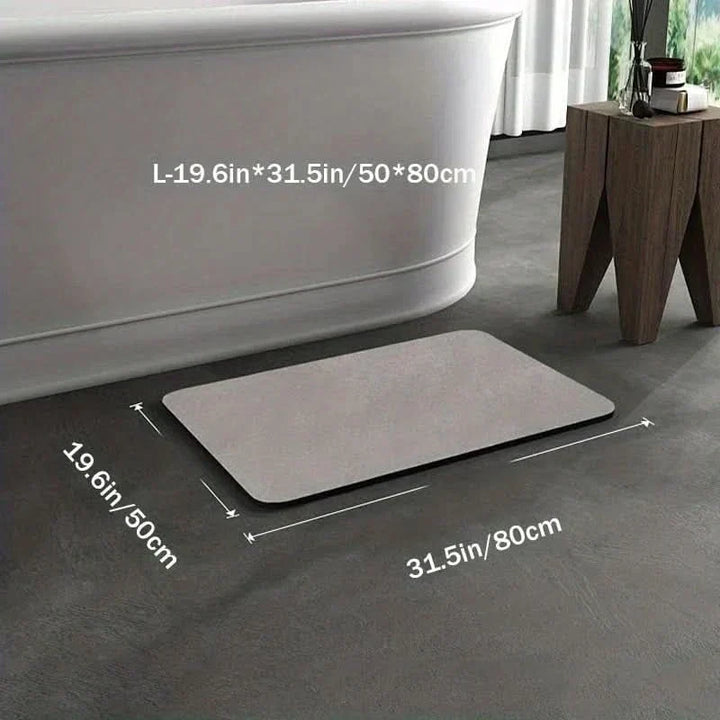 Eco-friendly diatomite bathroom mat, quick-drying & non-slip for enhanced safety and cleanliness.