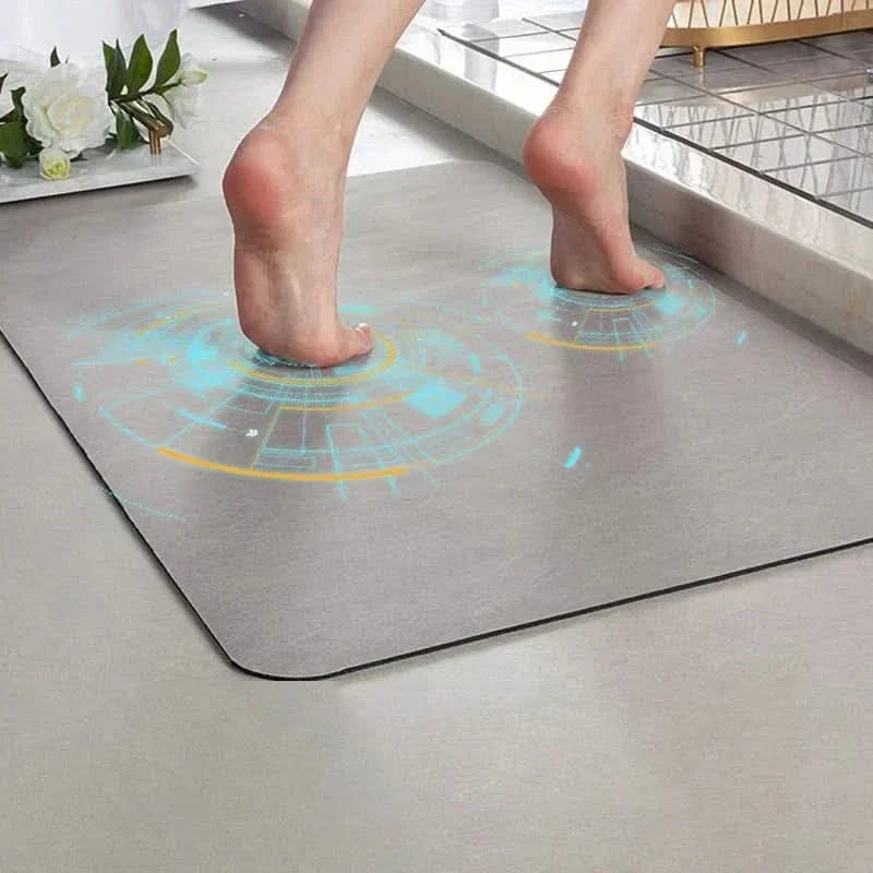 Premium diatomite bath mat, ultra-absorbent & quick-drying. Non-slip feature ensures bathroom safety.