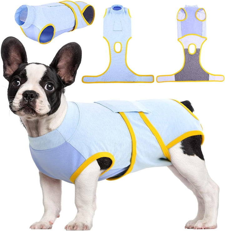 Cat's post-surgery recovery suit. Soft fabric offers protection & comfort during healing process.