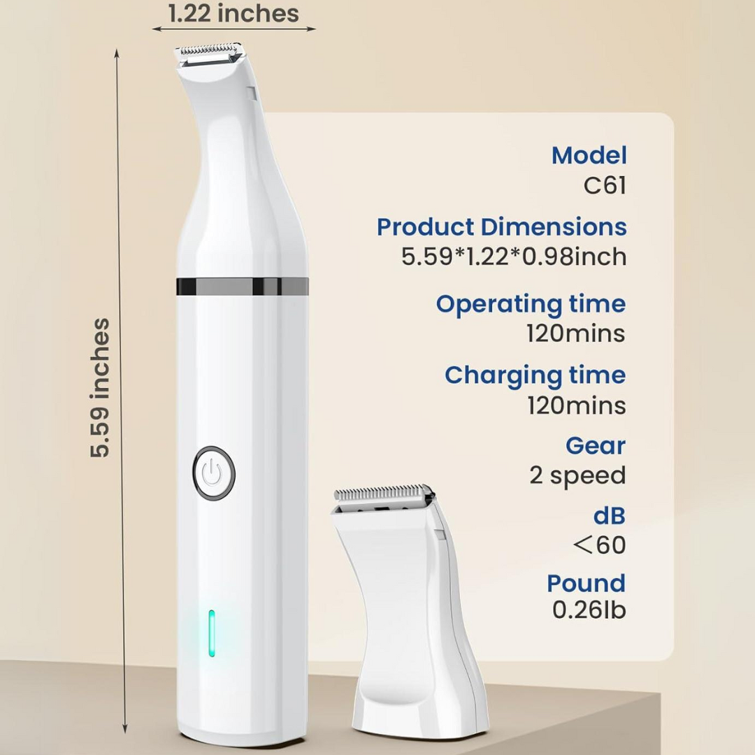 Modern design of the quiet pet grooming tool, essential for dog & cat care.