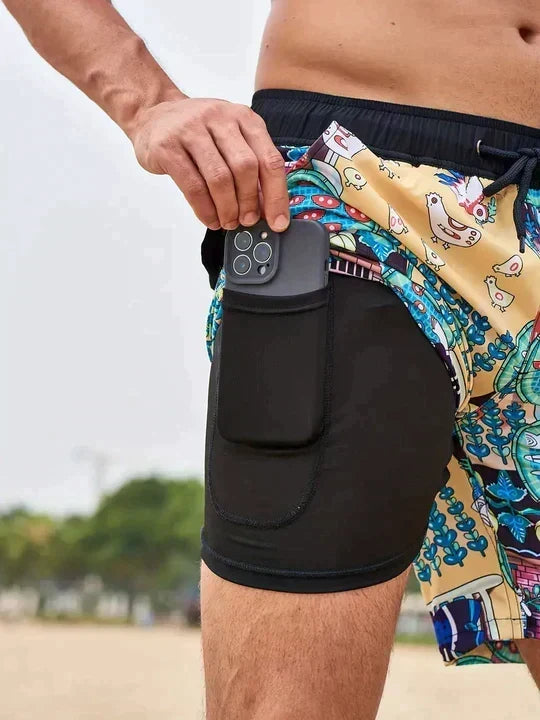 Summer fashion men's tropical print swim shorts, lined, perfect vacation wear. [[lstfy-media:8]]