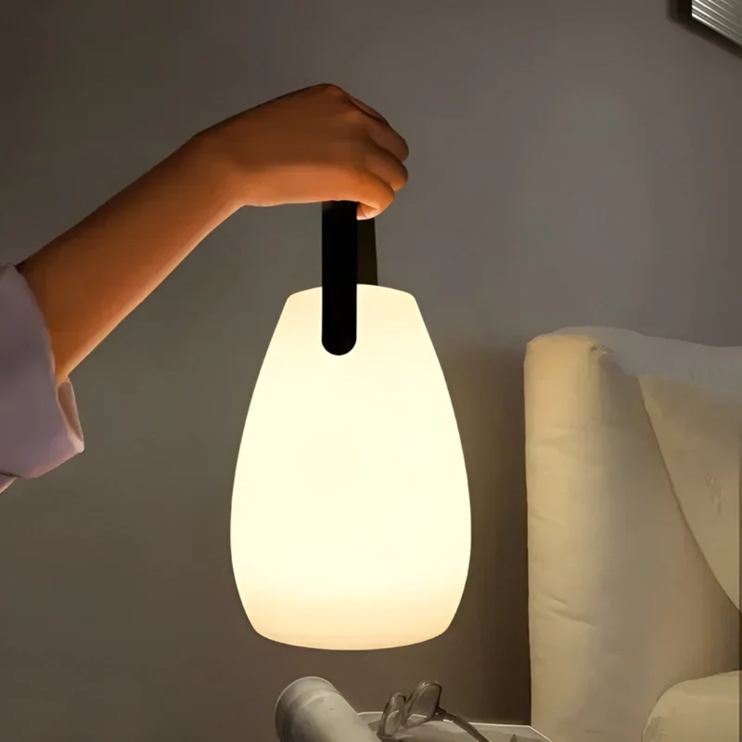 RadianceFlex portable wireless LED table lamp, perfect for indoor & outdoor use, modern design.