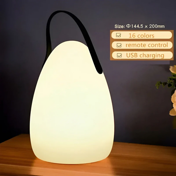 RadianceFlex color changing LED lamp with remote, wireless, portable, waterproof for dynamic lighting effects.