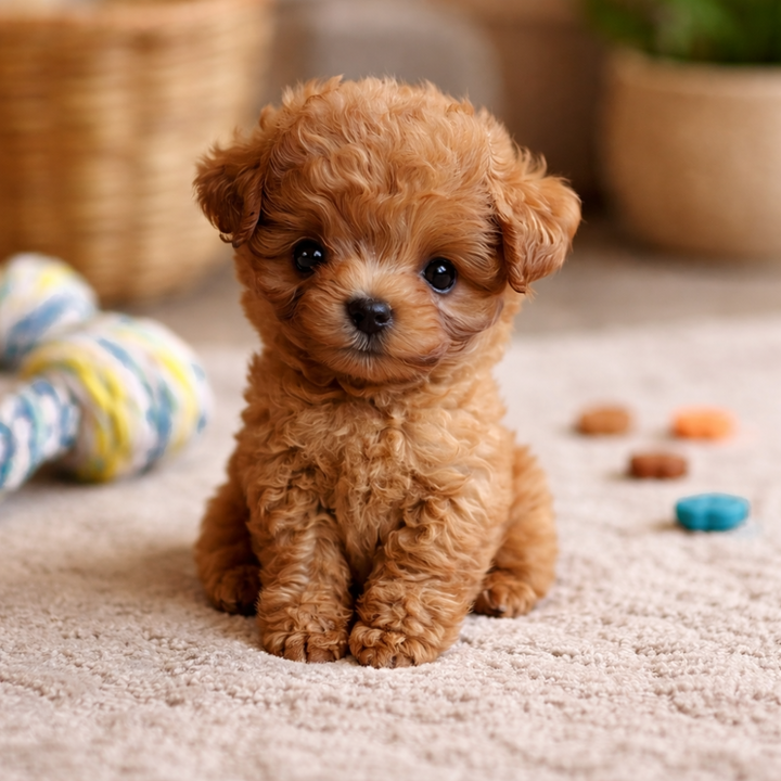 The interactive plush puppy toy, showing its realistic design and soft, huggable body.
