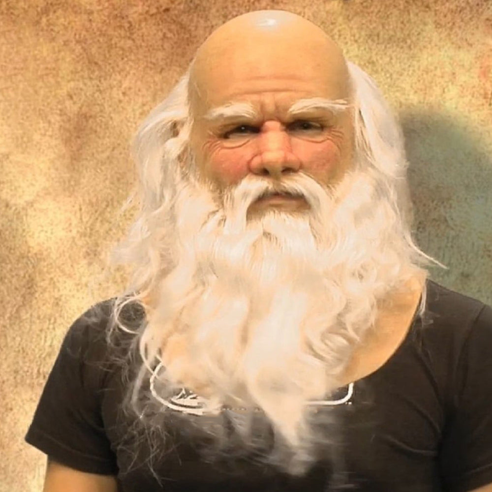 Adult costume accessory: Realistic old man mask with a distinctive movable mouth for events.