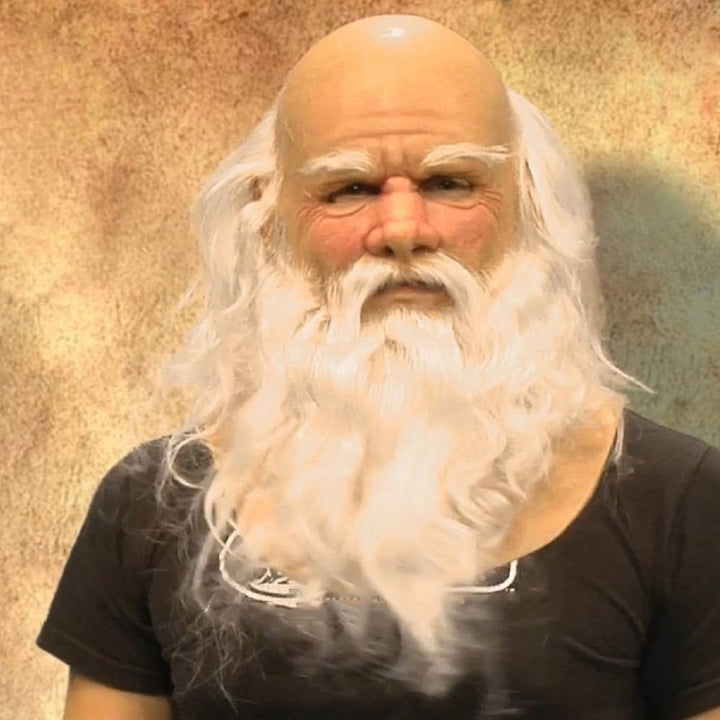 Adult costume accessory: Realistic old man mask with a distinctive movable mouth for events.