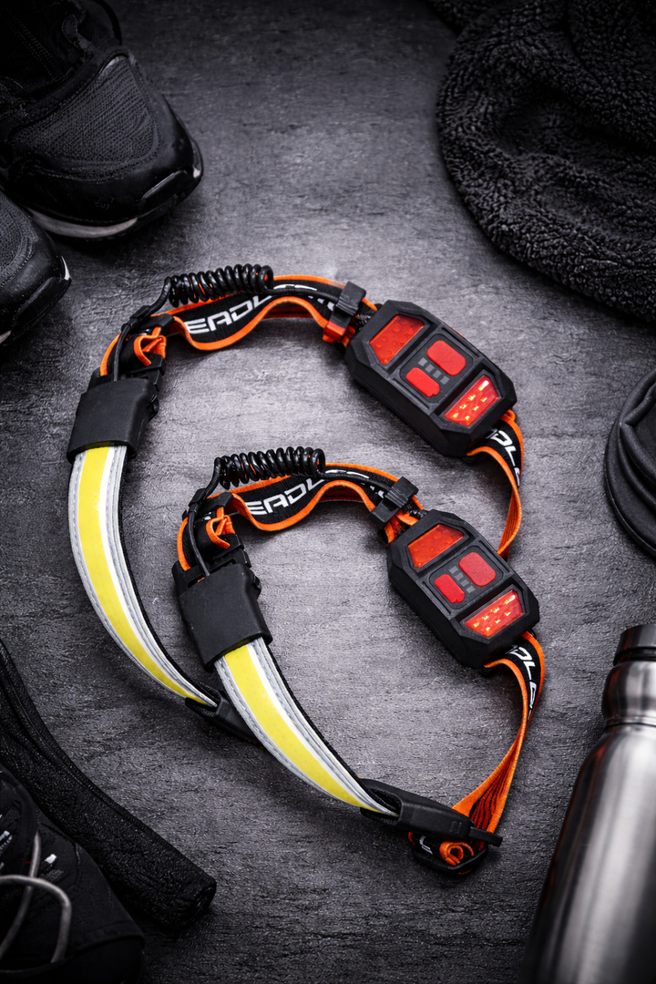 Rechargeable 1000 lumens LED headlamp with 230° wide beam for hands-free outdoor activities. 2-pack.