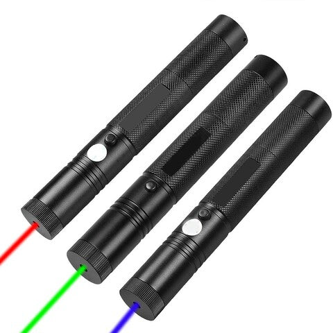 Sleek rechargeable laser pointer gadget, featuring an adjustable focus beam.
