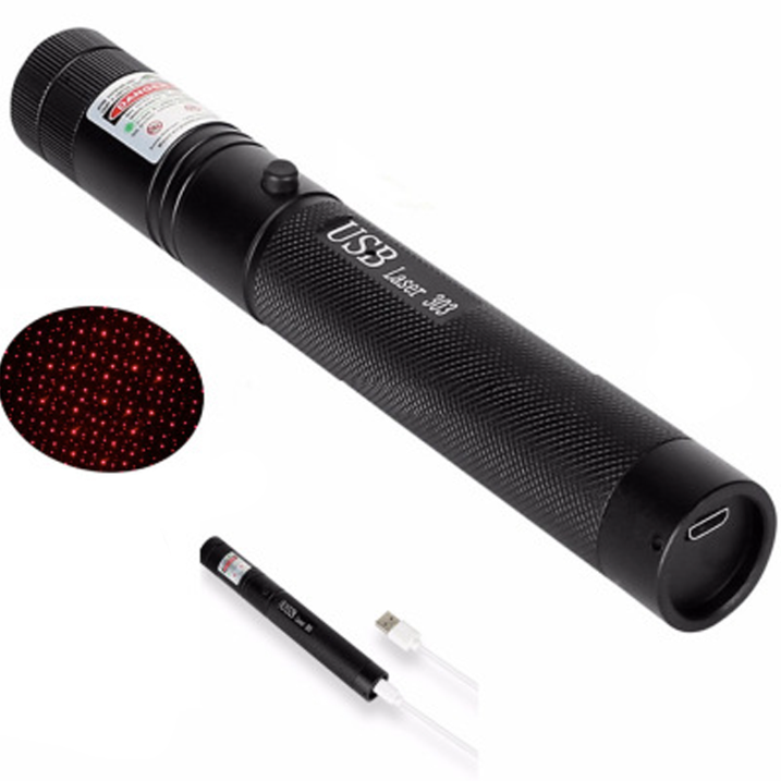 Durable rechargeable laser pointer, ideal for outdoor adventures and signaling.