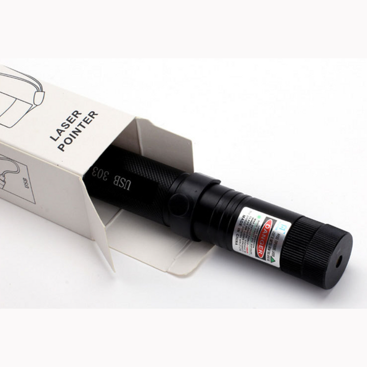 Compact and rechargeable laser pointer with a bright, adjustable beam.