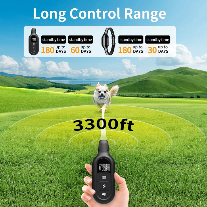 Advanced remote dog training collar, waterproof & rechargeable, for safe and effective pet obedience.